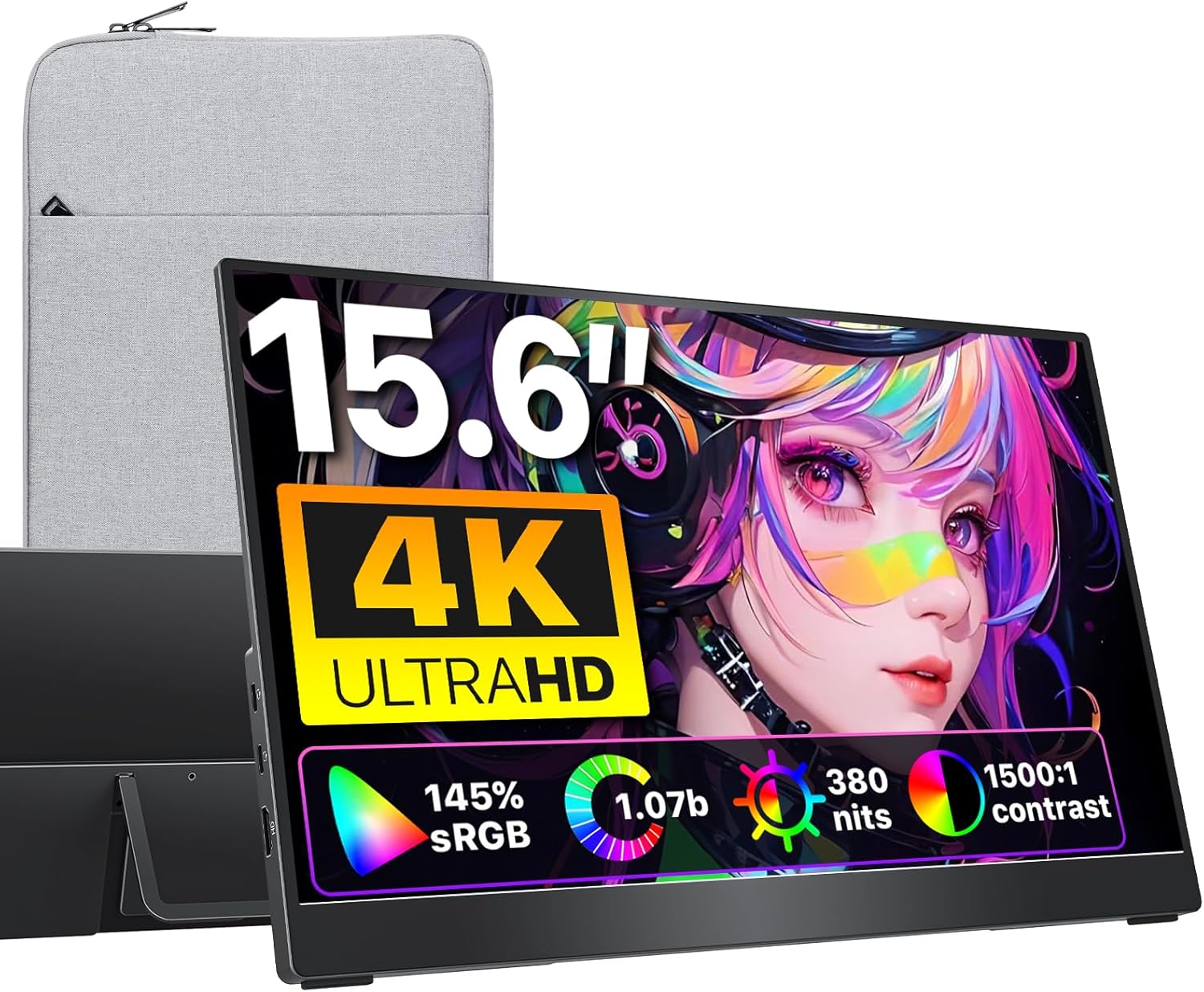 cocopar Portable Monitor for Laptop 15.6 Inch 4K UHD 3840X2160 145% sRGB Travel Monitor with HDMI USB-C IPS HDR Second Screen for Laptop MacBook Surface PC Xbox PS5, with Kickstand(ASIN: B0FQJD14DS)